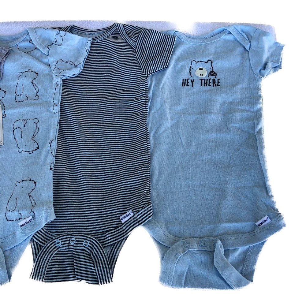 Gerber 4 Pack Onesies Blue/Grey Short Sleeves, Snap Closures, Bodysuits 6-9 Mo - Picture 3 of 11